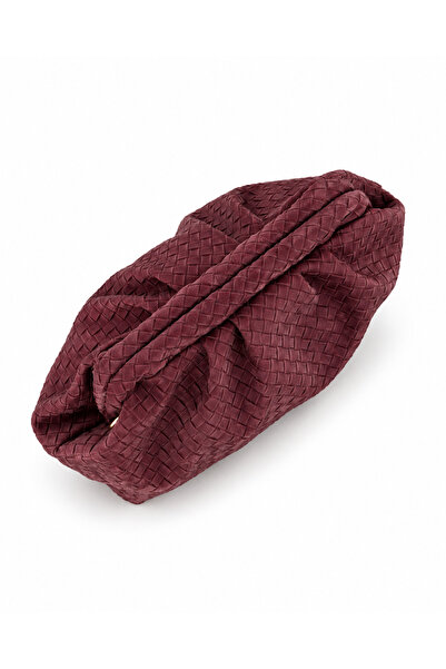 Senza Vedere Glow Suede Large Size Knit Detail Hand, Shoulder and Crossbody Bag, 33 cm X 21 cm