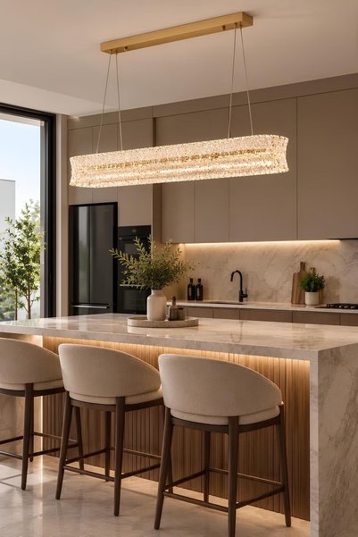 Elvora Home Modern (PREMIUM) Sarkıt Avize Gold Kasa Üç Renk LED Lüx Avize 172W