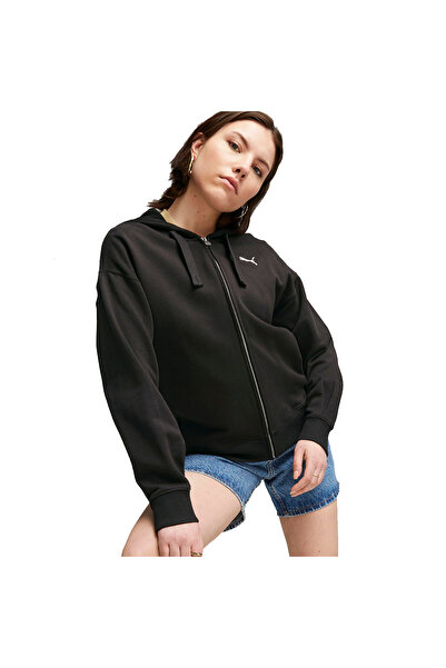 Puma Her Full-Zip Hoodie Kadın Siyah Günlük Stil Sweatshirt 67600301
