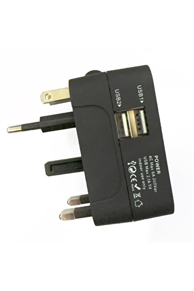 Choice 100-240V universal Dual USB black Universal Travel Adapter With 2 USB ...