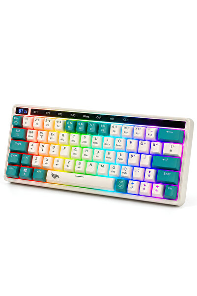 gameagle 64 Tuşlu RGB Gaming Klavye Bluetooth + 2.4g + Type-C Şarjlı Anti Gho...