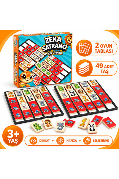 TOTTERİQ Ahşap Zeka Satrancı Çin Daması Eşleştirme Oyunu Montessori Eğitici Z...