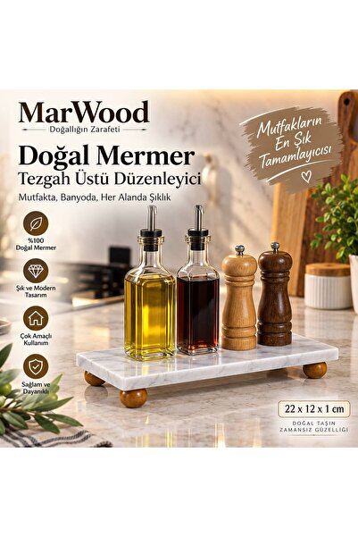 Marwood Workshop MarWood Doğal Mermer Yağdanlık Altlığı - Mutfak Tezgah Üstü ...