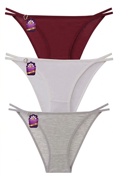 papatya lingerie Pamuk Beli Kalp Tokalı Külot Slip 6'lı Paket pw-1449 -r/7/2
