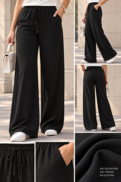 MERİDE Beli Lastikli Bol Paça Pantolon – Rahat Kalıp Şık Görünüm