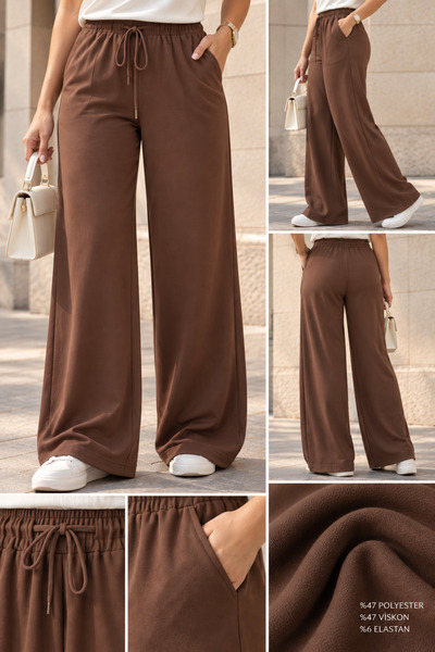 MERİDE Beli Lastikli Bol Paça Pantolon – Rahat Kalıp Şık Görünüm