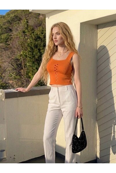 onno style women بلوزة نسائية محبوكة بدون أكمام مع فتحات