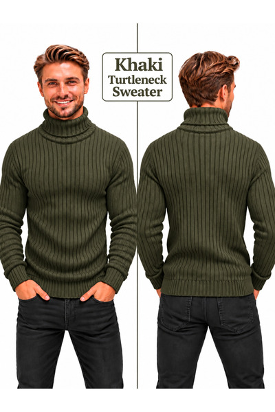 Daniel Lucci Men's Plus-Size Loose-Fit Turtleneck High-Neck Sweater