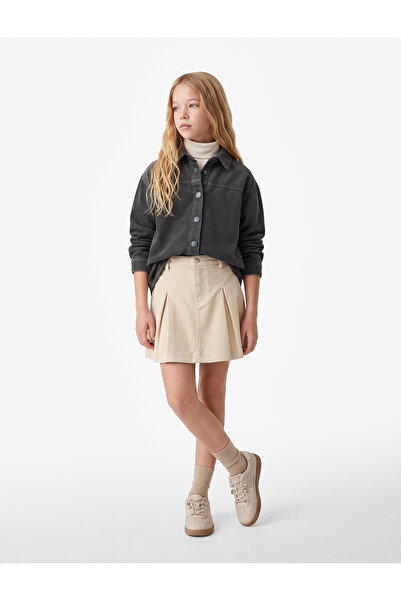 Koton Cotton Long Sleeve Oversized Velvet Shirt