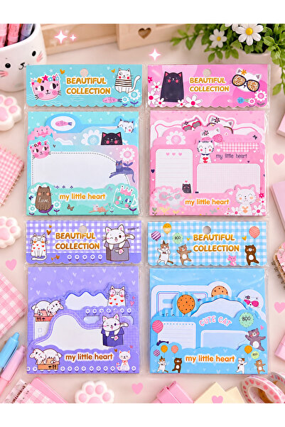 ÖZ OFİS 3'lü Cute Cat Temalı 60 Yaprak Yapışkanlı Postit Tekli