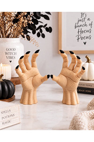 Maflen Halloween Cadılar Bayramı Dekoru Cadı Elleri 2 Adet Dekoratif Obje 13 Cm