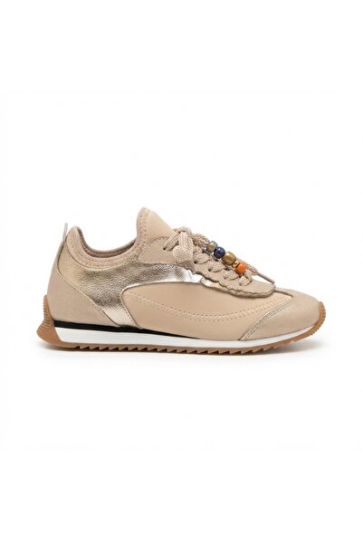 Zerenyus Zrne-008 Premium Beige Lace-Up Women's Sports Shoes