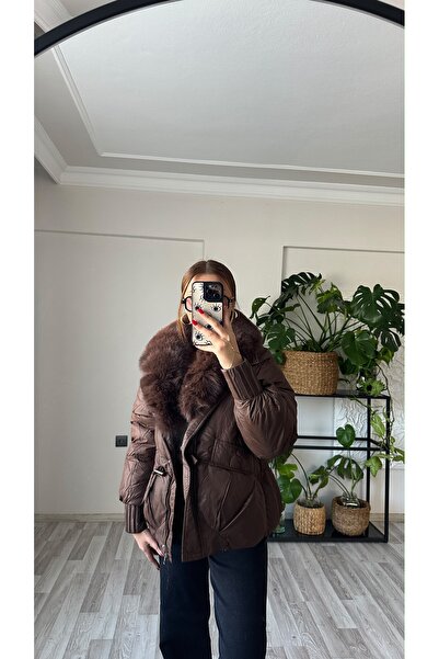 perchemfashion Yaka Peluşlu Şişme Mont