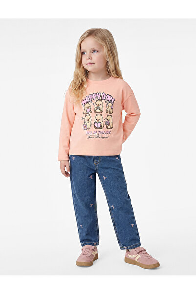 Koton Crew Neck Teddy Bear Printed Cotton Long Sleeve T-Shirt