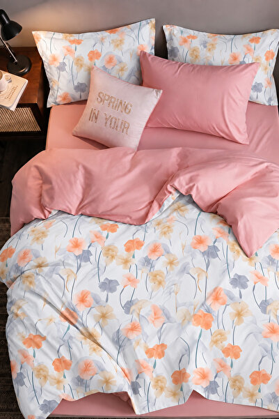 İQON Σετ Παπλωματοθήκη με Λάστιχο Διπλό LILY ORANGE