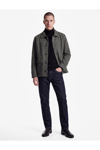 Koton Long Sleeve Regular Fit Buttoned Shirt Collar Cashmere Jacket with Flap...