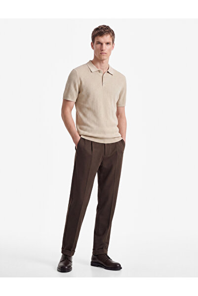 Koton Regular Fit Short Sleeve Cotton Textured Button Polo Neck Knitwear T-Shirt