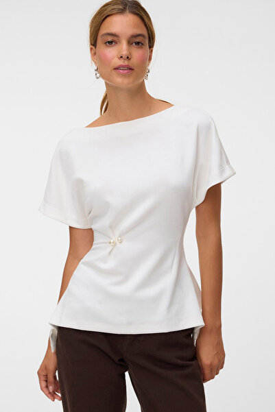Vero Moda Women's VMMILLE Short Sleeve Detail Jersey Top