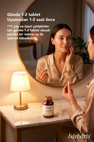 Barbaris Collagen Elastin & Silicium - 30 Tablet - Hidrolize Kolajen (Tip1-3), Hidrolize Elastin, Silisyum, Kamu Kamu, Pirinç Ekstresi İçeren Takviye Edici Gıda