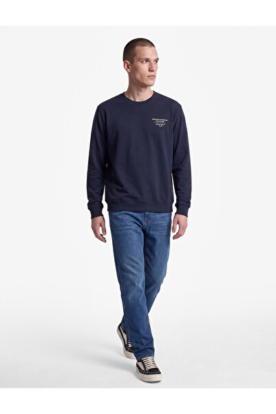 Koton Long Sleeve Comfortable Fit Three Yarn Threaded Cotton Crew Neck Sweats...