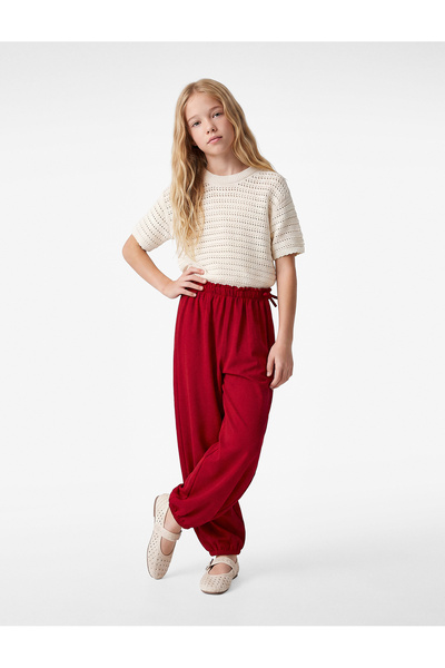 Koton Balon Form Trousers with Bow and Elastic Waist, Loose Fit