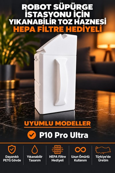 Mova P10 Pro Ultra Uyumlu Yıkanabilir Robot Süpürge Toz Haznesi, Toz Torbası Yerine