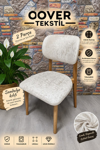 COVER TEKSTİL Bohem yeni model sandalyesi kılıfı kadife kumaş