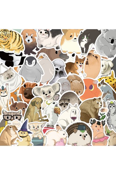 Choice1 PMS253-50pcs 50PCS Watercolor Animal Sticker Cartoon Cute Waterproof ...