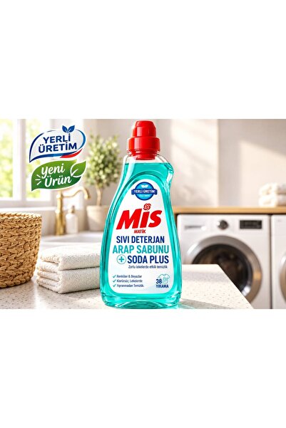 Mis Matik ARAP SABUNU Ve SODA ETKİLİ Sıvı Çamaşır Deterjanı Sihirli Sıvı 1 ADET
