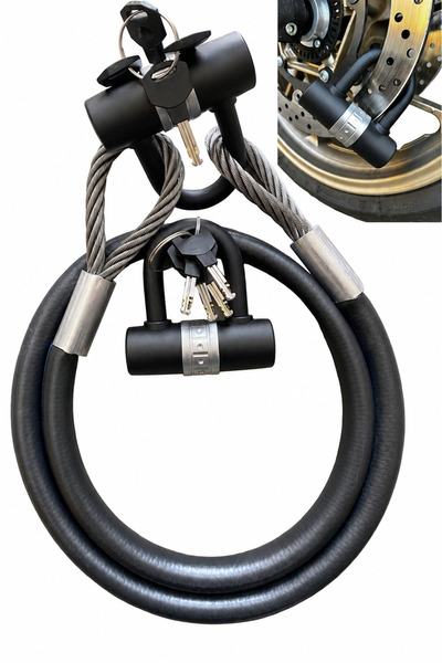 PADRİ Motorsiklet 2 Metre 10 Mm Kesilmez Çelik Halat Bağlama Halatı Motosikle...