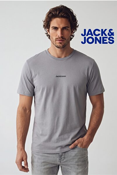 Jack & Jones J&J Jjmine Men's Logo Back Printed T-Shirt Ultimate Grey A0000