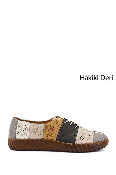 GÖNDERİ(R) Women's Mink Lace-Up Genuine Leather Comfort Shoes