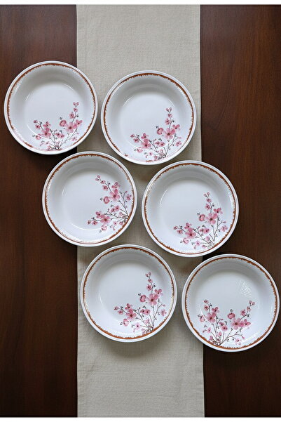 ers erbaşlar Lüx Sakura Desen Seramik 6 Kişilik Yemek Seti (20 cm)