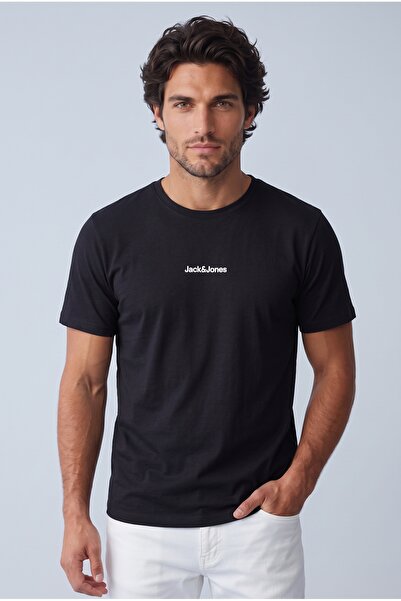 Jack & Jones J&J Jjmine Men's Logo Back Printed T-Shirt Black A0000