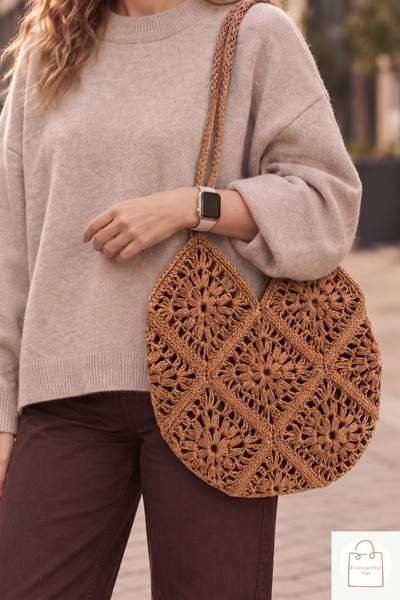 Rose espirit Boho-Love Kalp El Örgüsü Çanta