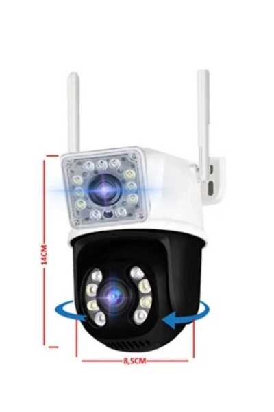 O-KAM 3011PRO 6MP 2 LENS WiFi Güvenlik Kamerası Gece Renkli 355° Döner Çift Yön Ses SD Destekli Adaptör Hediyeli