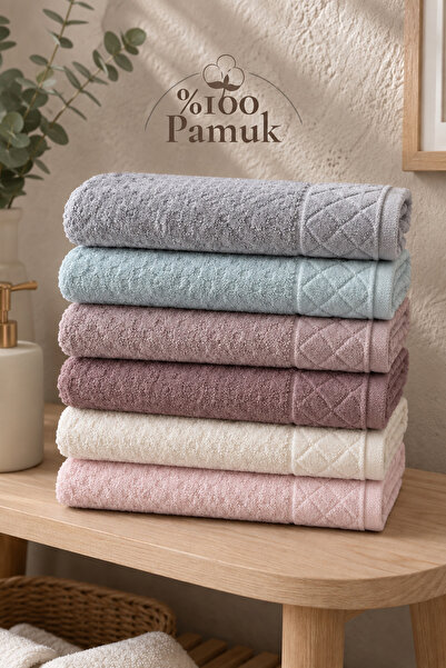 Genel Markalar Gonca Kristal Desenli Renkli Havlu 50x90 cm 6’lı Set %100 Pamuk
