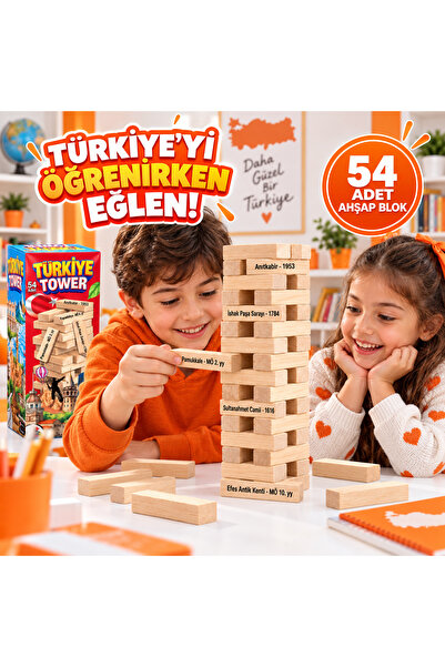 TOTTERİQ Türkiye tower Genel kültür denge oyunu 54 parça cezalı jenga
