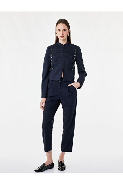Koton High Waist Carrot Pants with Belt Detail and Pockets, Viscose Blend