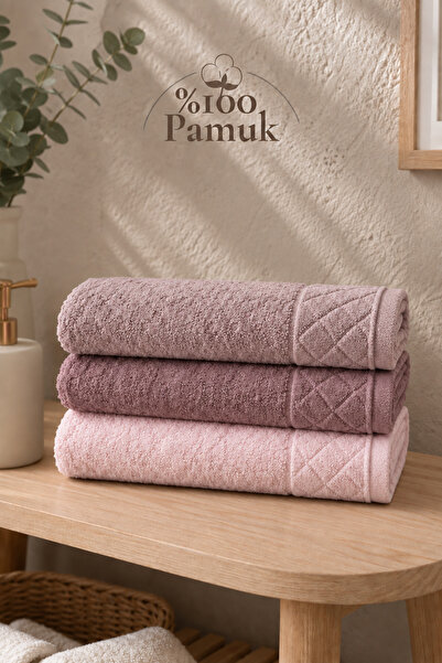 Genel Markalar Gonca Kristal Desenli Renkli Havlu 50x90 cm 3'lü Set %100 Pamuk
