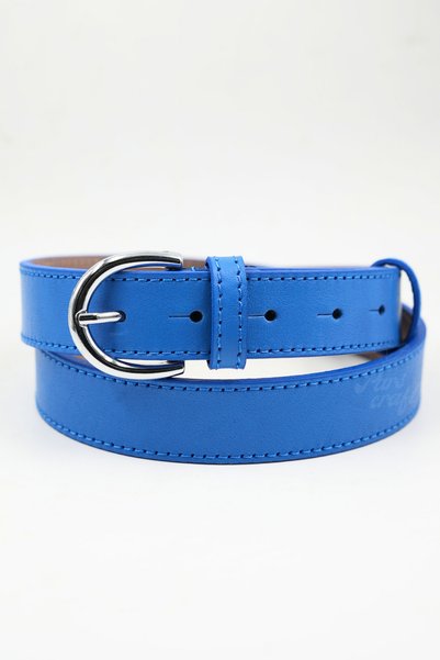 Parscraft 100% Genuine Leather 3 cm Women's Belt Blue