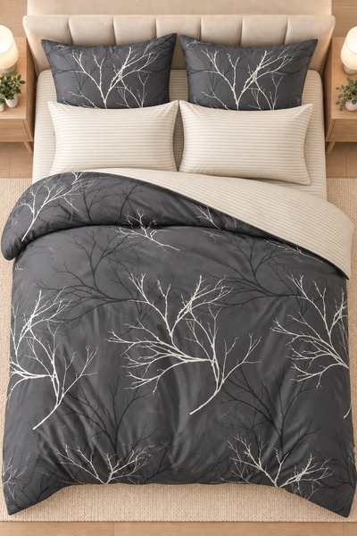 RALEX PUCIOASA Set de lenjerie de pat din microfibră economic, 6 piese, cu cearșaf cu elastic 180 x 200 + 25 cm