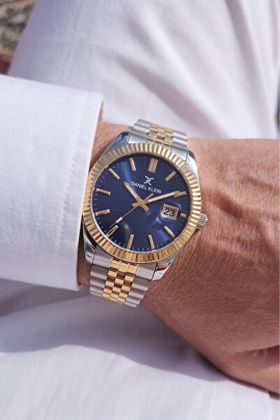 Daniel Klein Erkek Kol Saati Lacivert Kadran Gold Silver Metal Kordon Tarih G...