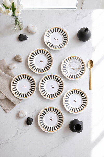 ers erbaşlar Sevda Kuşu Black 6-Piece Tea Plate Set