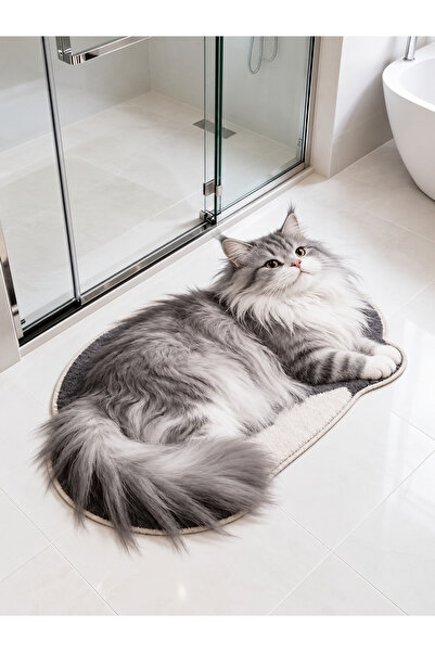 NazLand Digital Printed Furry Cat Mat 50X80 cm – Feeding Area, Pet and Decora...