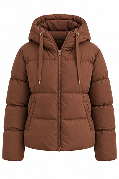 Bold Icon Kadın Oversize Kapüşonlu Cepli Şişme Mont 00108