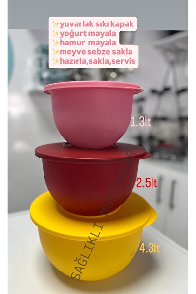 Tupperware Miksim Kap 3.2L - 2L ve 1.3L Üçlü Set Yeni Renkler