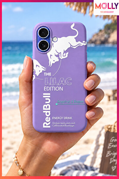 Molly iPhone 16 İçin Lavanta Redbull The Lilac Edition Desenli İçi Kadife Sil...