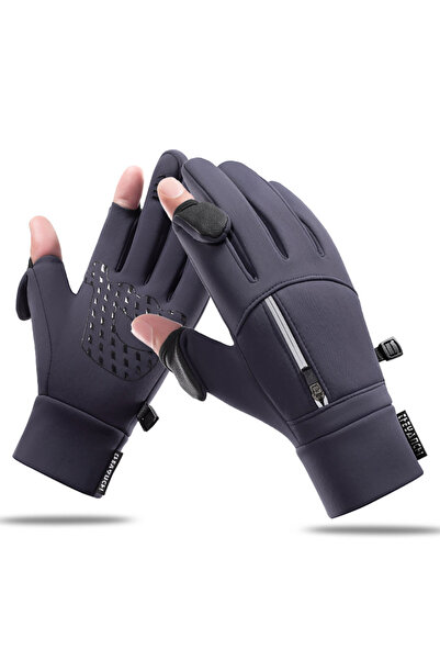 Choice M Gray GTUBIKE Winter Fishing Gloves 2 Fingers Flipped Waterproof Wint...