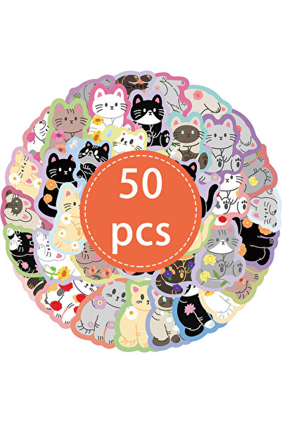 Choice 50PCS-TZ-315 50PCS Colorful Cartoon Cat Stickers Kawaii Waterproof Vin...